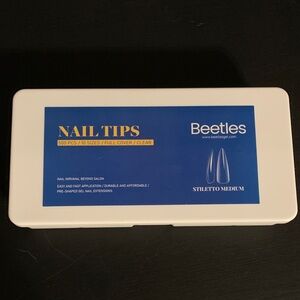 Beetles Stiletto Medium Clear Nail Tips - White Case